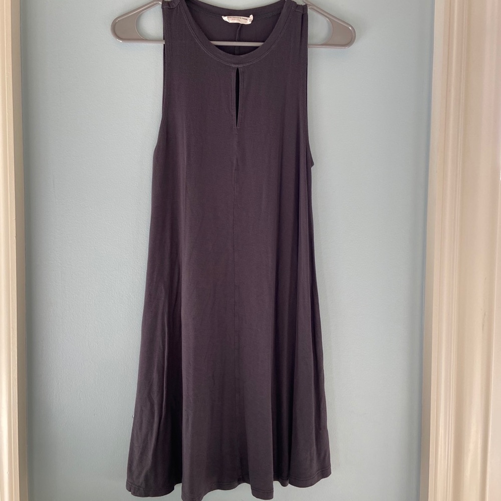 Dark Grey Dress with Slit Front